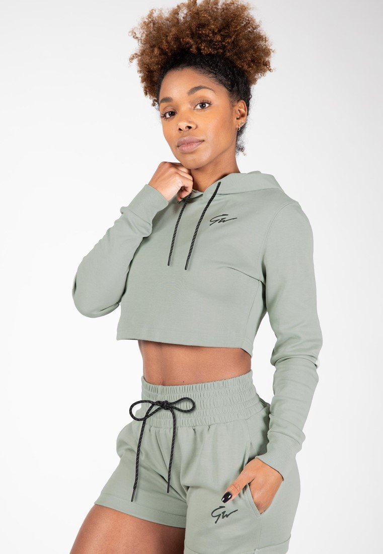 Pixley Crop Top Hoodie – Light Green